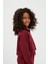 Kız Çocuk Basıc Fluffy Sweatshirt Bordo 4