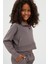 Kız Çocuk Basic Fluffy Crop Top Koyu Gri 3