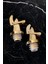 4'lü Cam Yağdanlık Seti, Ahşap Stant, Gold Kilit, 500 ml, Sarı, Şeffaf 4
