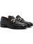 Kadın Siyah Toka Detaylı Deri Maskülen Loafer 24WFD360618 3
