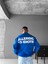 Erkek Oversize Baskılı Yuvarlak Yakalı Uzun Kollu Sweatshirt Mavi 4
