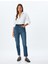 Mom Fit Kot Pantolon Yüksek Bel Dar Kalıp Düğmeli Cepli Pamuklu - Mom Fit Jeans 2