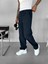 Erkek Baggy Fit Kadife Geniş Kalıp Bol Paça Pantolon Lacivert 1