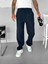 Erkek Baggy Fit Kadife Geniş Kalıp Bol Paça Pantolon Lacivert 2