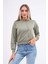 Kadın Kanguru Cepli Kapüşon Detaylı Iki Iplik Kısa Sweatshirt 245123 - 1
