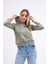 Kadın Kanguru Cepli Kapüşon Detaylı Iki Iplik Kısa Sweatshirt 245123 - 3