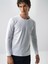 Erkek Beyaz Modal Dokulu Slim Fit Uzun Kollu Tişört 2