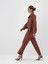 Kadın Camel Deri Görünümlü Regular Fit Pantolon 2
