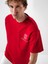 Erkek Kırmızı Pamuk Dokulu Oversize Tişört 2