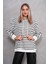 Kadın Çizgi Desenli Kanguru Cepli Kapüşonlu Iki Iplik Oversize Sweatshirt 245124 - 2
