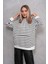 Kadın Çizgi Desenli Kanguru Cepli Kapüşonlu Iki Iplik Oversize Sweatshirt 245124 - 3