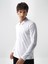 Erkek Beyaz Modal Dokulu Slim Fit Uzun Kollu Tişört 2