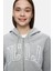 Joyce Gri Kapüşonlu ve Fermuarlı Aplikeli Standard Fit Kadın Sweatshirt 2