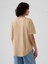 Kadın Bej Organik Pamuk Gap Logo Oversized Boyfriend T-Shirt 5