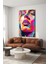 Pop Art Kadın Yüzü Modern Dikey Cam Tablo 3