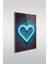 Neon Stil Mavi Kalp Dikey Cam Tablo 2