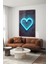 Neon Stil Mavi Kalp Dikey Cam Tablo 3