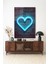 Neon Stil Mavi Kalp Dikey Cam Tablo 5