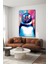 Renkli Penguen Portre Illustrasyon Dikey Cam Tablo 3