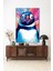 Renkli Penguen Portre Illustrasyon Dikey Cam Tablo 5