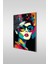 Pop Art Kısa Saçlı Kadın Portre Dikey Cam Tablo 1