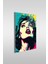 Pop Art Retro Kadın Portre Dikey Cam Tablo 2