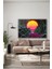 Retro Güneş Manzarası Dekoratif Yatay Cam Tablo 5