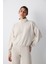 Taş Rengi Yarım Fermuarlı Silky Touch Crop Sweatshirt 1