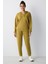 Hardal Renk V Yaka Kapüşonlu Silky Touch Sweatshirt 2