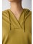 Hardal Renk V Yaka Kapüşonlu Silky Touch Sweatshirt 5