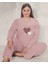 Büyük Beden Interlok Anne Pijama Takımı Pembe 1