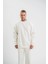 Uzun Kol Bisiklet Yaka Basic Sweatshirt - Beyaz 1