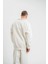 Uzun Kol Bisiklet Yaka Basic Sweatshirt - Beyaz 5
