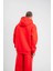 Unisex Double Oversize Kapşonlu Basic Sweatshirt - Kırmızı 2
