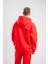 Unisex Double Oversize Kapşonlu Basic Sweatshirt - Kırmızı 3