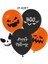Turuncu Siyah Beyaz Renk Halloween Temalı Lateks Balon 25 Adet 1