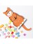 Turuncu Ahşap Çocuk Odası Duvar Saati, Kedi Temalı, Sallanan Sarkaç, 40x18 Boyut 1