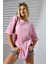 Oversize Yırtmaçlı Raporlu Tunik T-Shirt 21493 Pembe 2