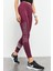 Bordo Yüksek Bel Yazı Baskılı Slim Fit Dar Paça Kadın Tayt - 94544 4