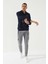 Lacivert Kamuflaj Desen Baskılı Standart Kalıp Kapüşonlu Erkek Sweatshirt - 87884 4