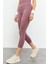 Gül Kurusu Yüksek Bel Kapri-Crop Atlet Slim Fit Kadın Tayt Takım - 95284 6
