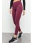 Bordo Yüksek Bel Streç Slim Fit Dar Paça Kadın Tayt - 94545 2