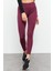 Bordo Yüksek Bel Streç Slim Fit Dar Paça Kadın Tayt - 94545 4