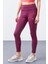 Bordo Yüksek Bel Toparlayıcı Slim Fit Dar Paça Kadın Tayt - 94568 6