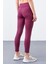 Bordo Yüksek Bel Toparlayıcı Slim Fit Dar Paça Kadın Tayt - 94568 7