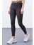 Siyah - Beyaz Yüksek Bel Yazı Kemerli Slim Fit Dar Paça Kadın Tayt - 94546 4