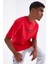 Kırmızı Sırtı Yazı Baskılı O Yaka Erkek Oversize T-Shirt - 88100 2