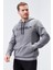 Gri Melanj Kanguru Cep Standart Kalıp Kapüşonlu Erkek Sweatshirt - 87883 3