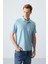 Tommy Life Buz Mavi Erkek Basic Logolu Standart Kalıp Triko Polo Yaka T-Shirt - 87748 1