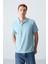 Tommy Life Buz Mavi Erkek Basic Logolu Standart Kalıp Triko Polo Yaka T-Shirt - 87748 3